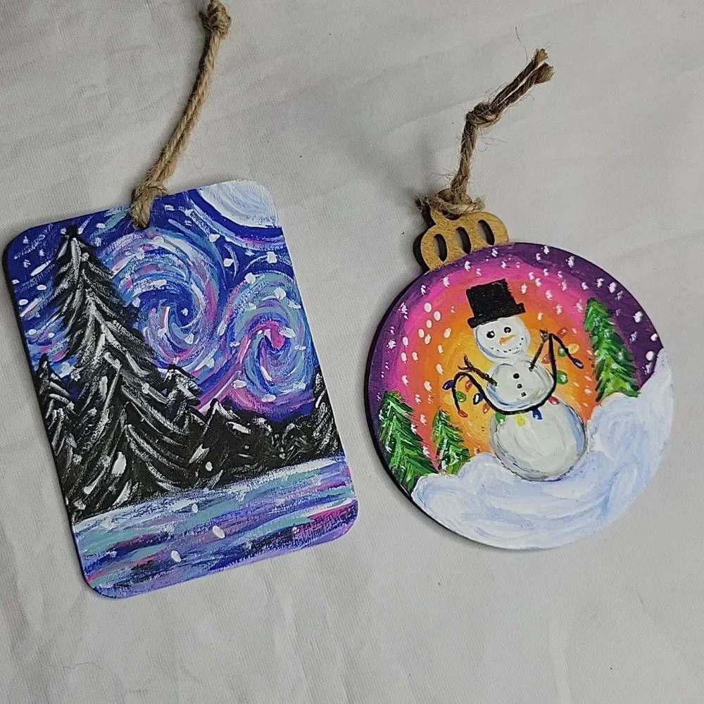 Set of 2 Handpainted Ornaments